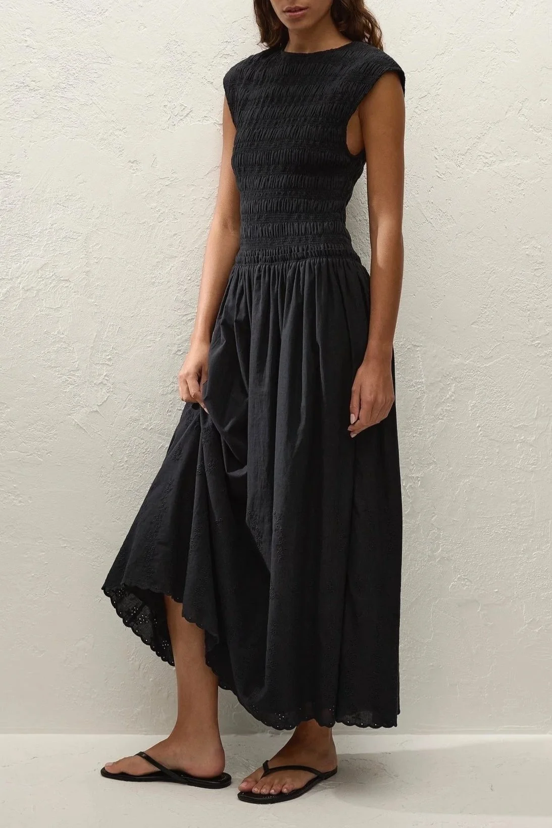 Faithfull | Women's Flavia Maxi Dress Julyeta Broderie Black | XS