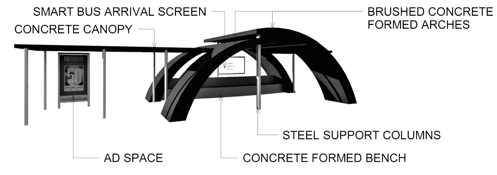 Annotated Perspective Bus Shelter