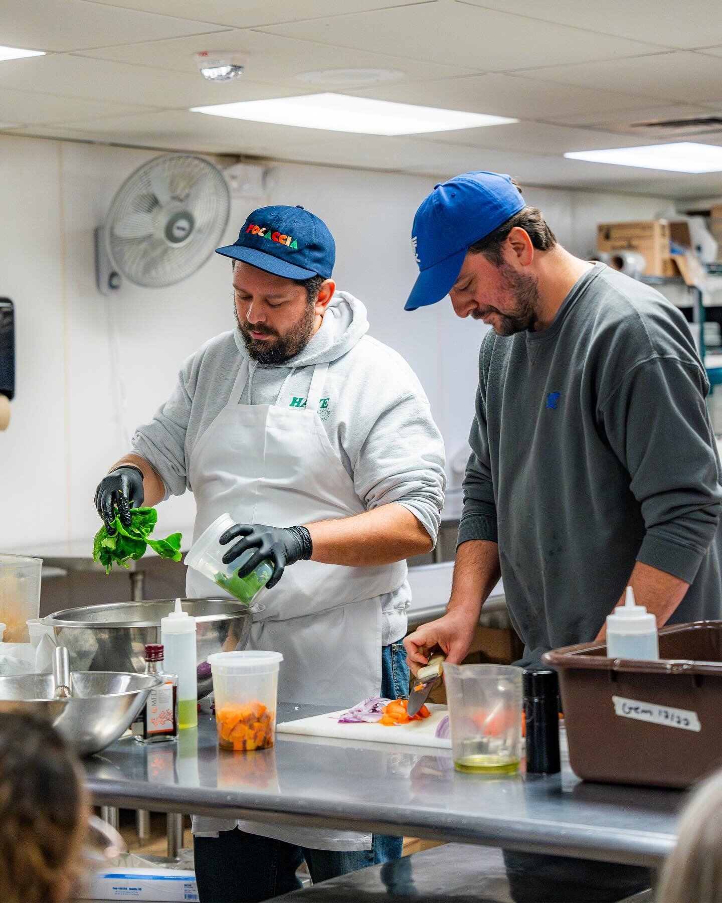 👨🏻&zwj;🍳 John and Matt had the chance to visit the kitchen managers @northcolonieschools to demonstrate some new techniques and recipes in an effort to incorporate more fresh ingredients into their menus.  The guys whipped up a couple of scratch-m