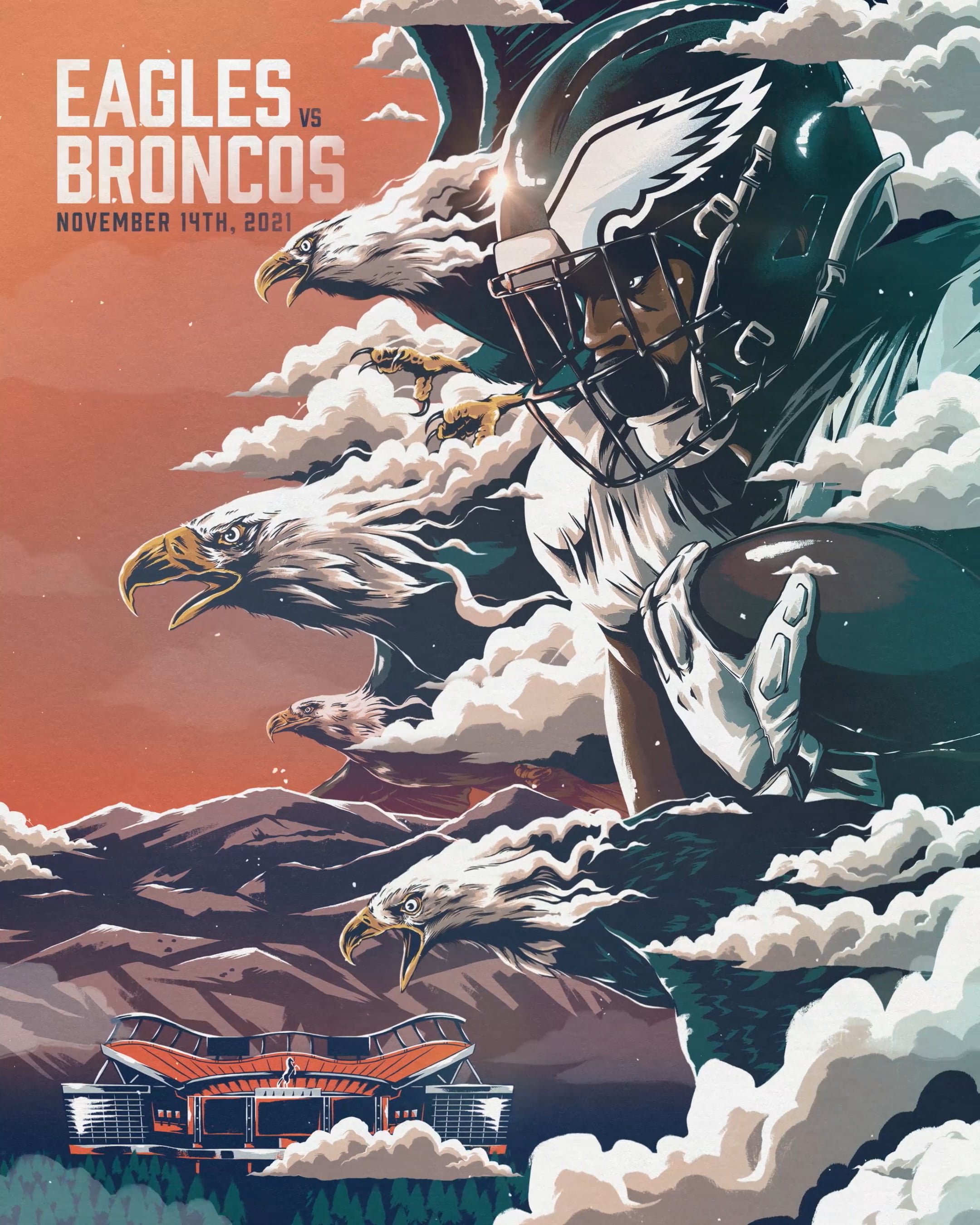Eagles // Broncos Game Day Poster