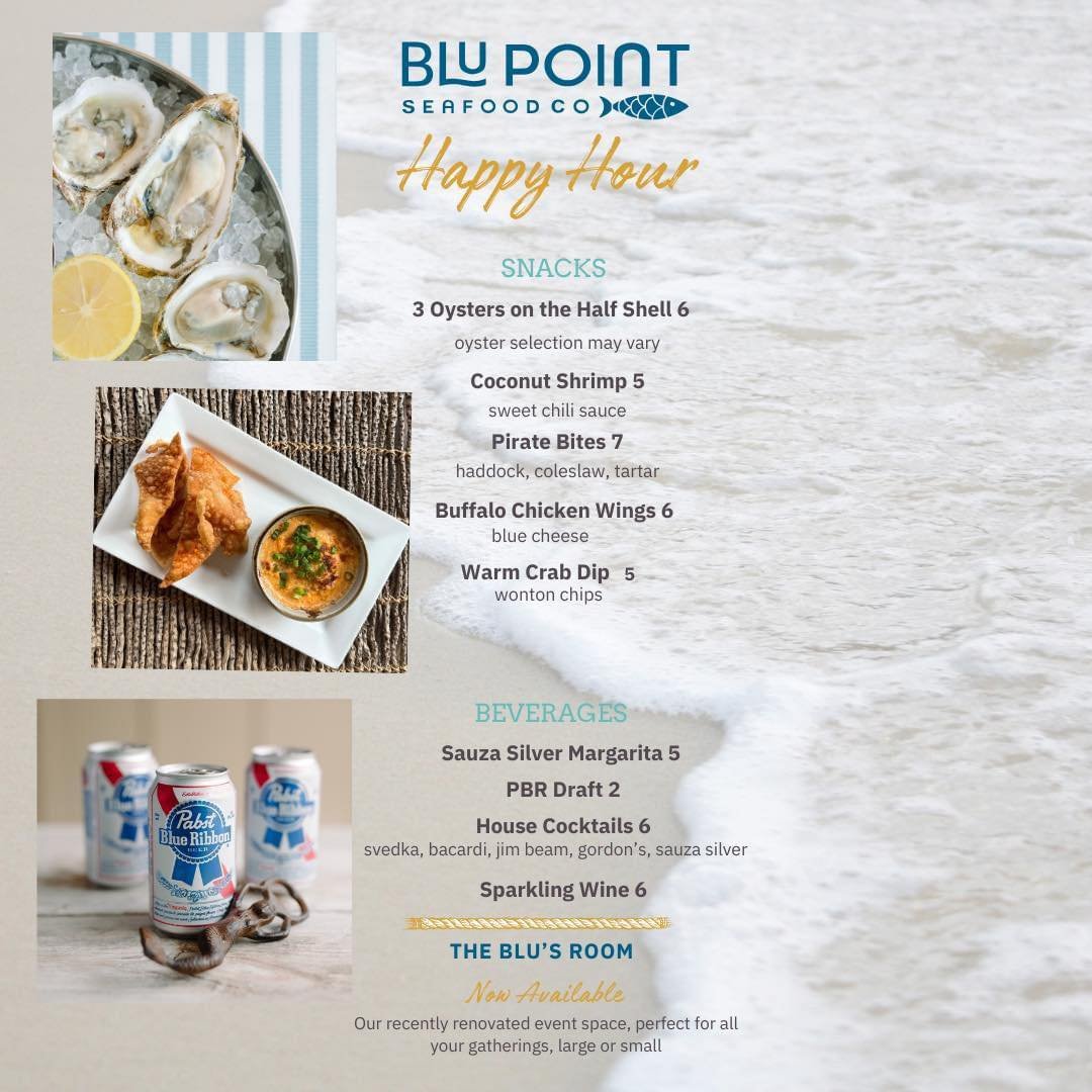 You made it to Wednesday! Treat yourself with our great Happy Hour. Available 4-6pm. #localseafood #blupointseafoodco #downtownstaunton #visitva