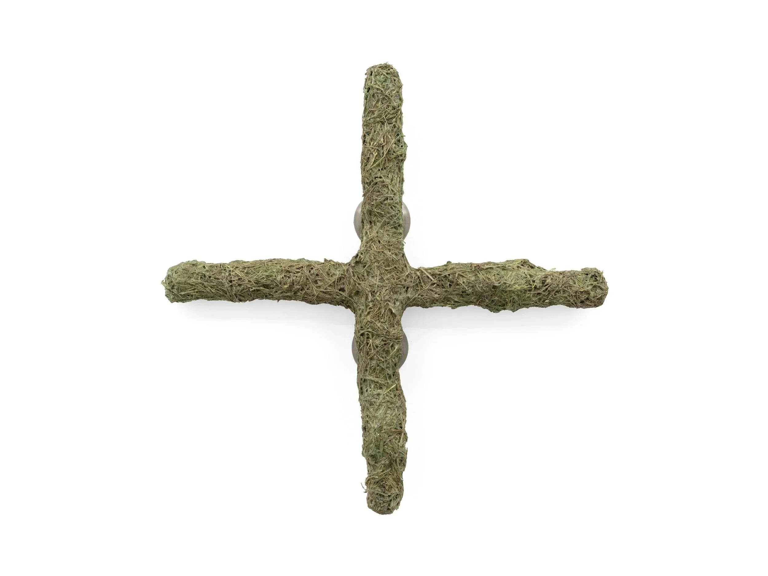    "Dial"   Grass from neighboring lawns, wire,   glues, alarm bell cups, wood, nails,   gum wrappers, cricket, pencil,   recomposition, other things.   16"x16" x2.5"   