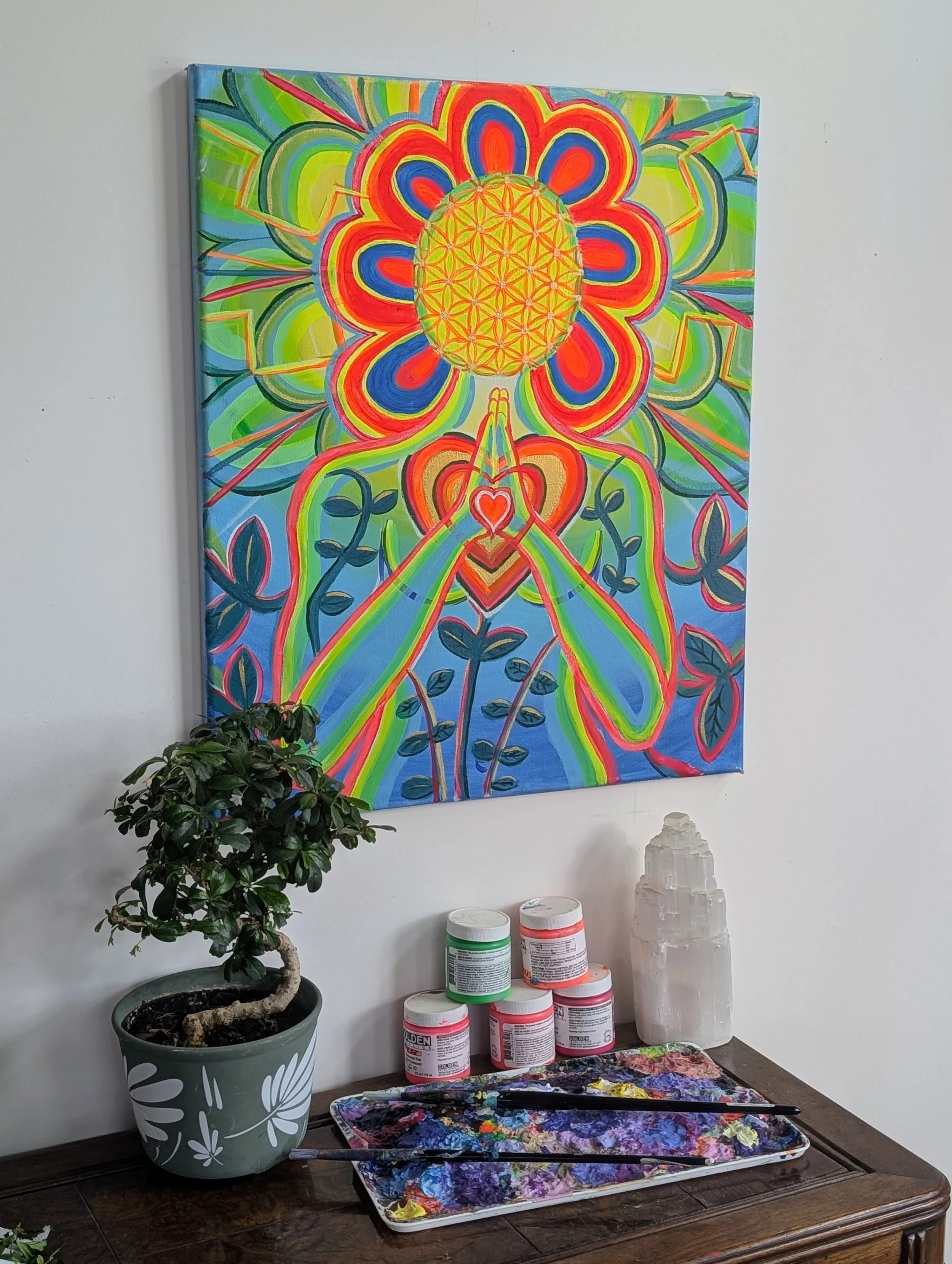 Flower Girl - Blacklight Acrylic on Canvas. 2025