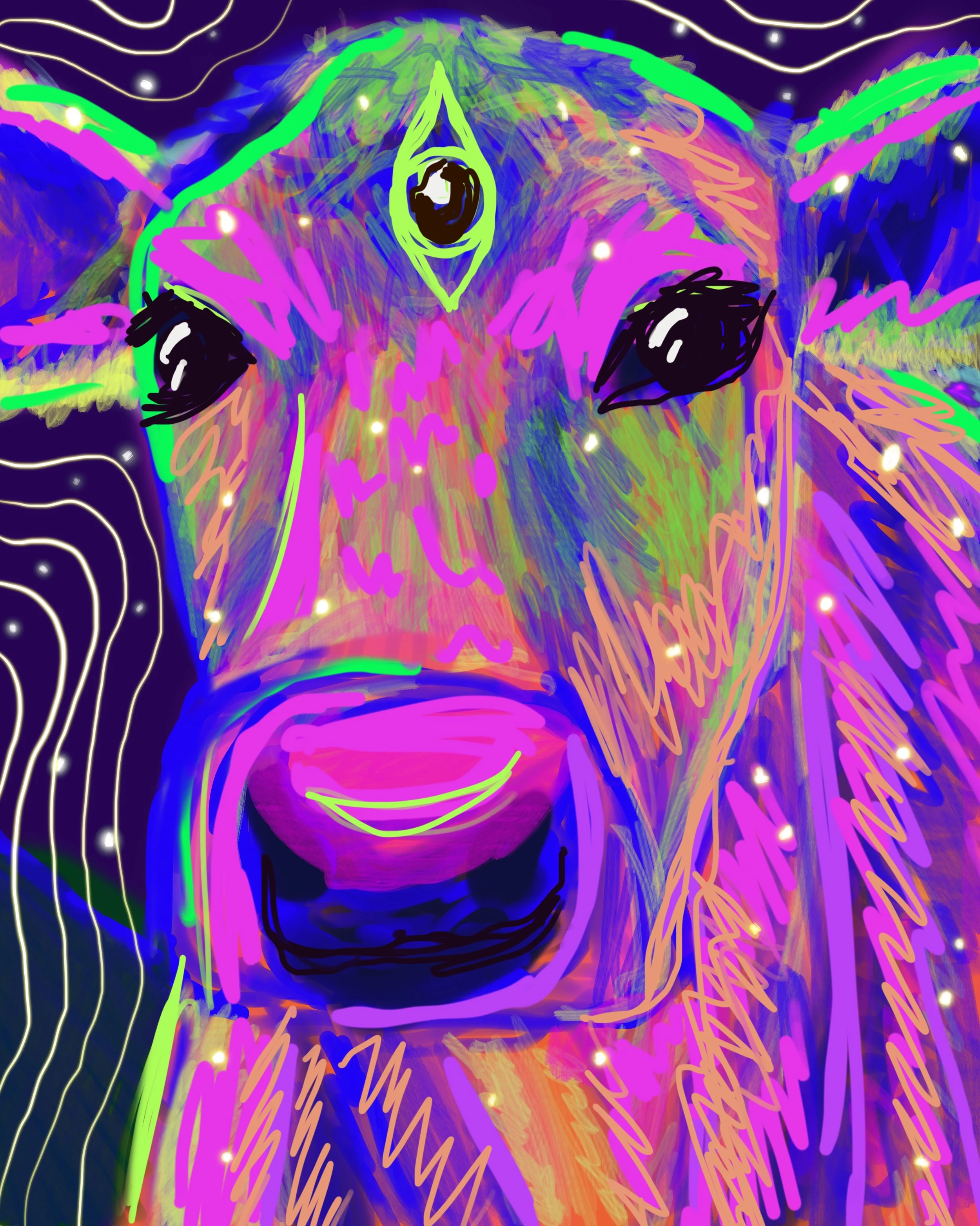 Divine Cow - Digital Painting. 2023 