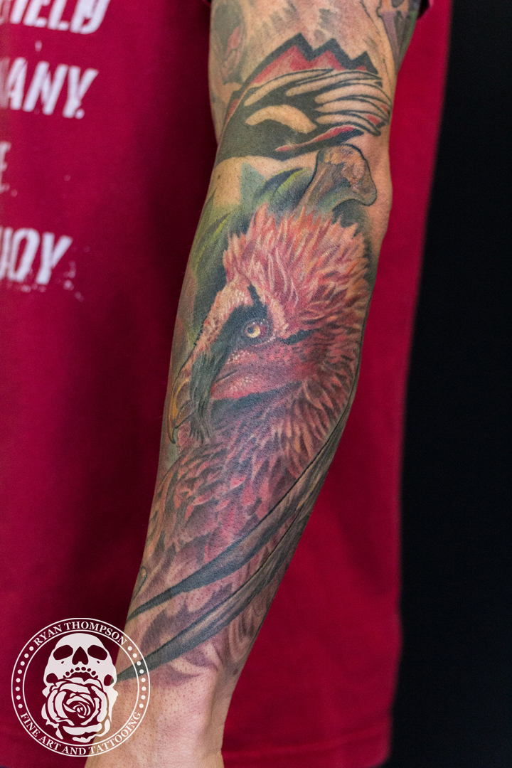 Dan's Rose and Vulture Tattoo