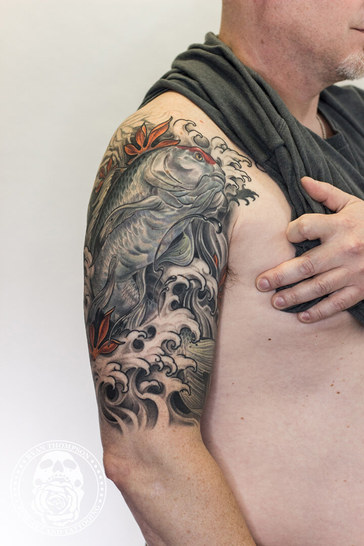 John's Koi Half-Sleeve — Ryan Thompson - Prophecy Tattoo
