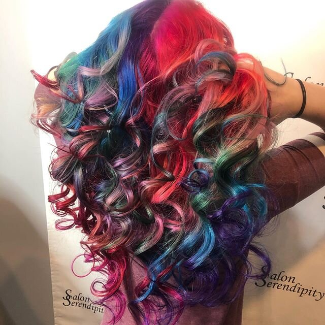 Rainbow hair for Sam 2 hours of work four tubes of color approximately $300 #hairinspo  #rainbowhair #hairextensionspecialist #pulpriothair #fantasyhair  #hairlove #trendyhair #hairideas #salonlife #hairtrends #hairoftheday #njsalon #njstylist #ameri