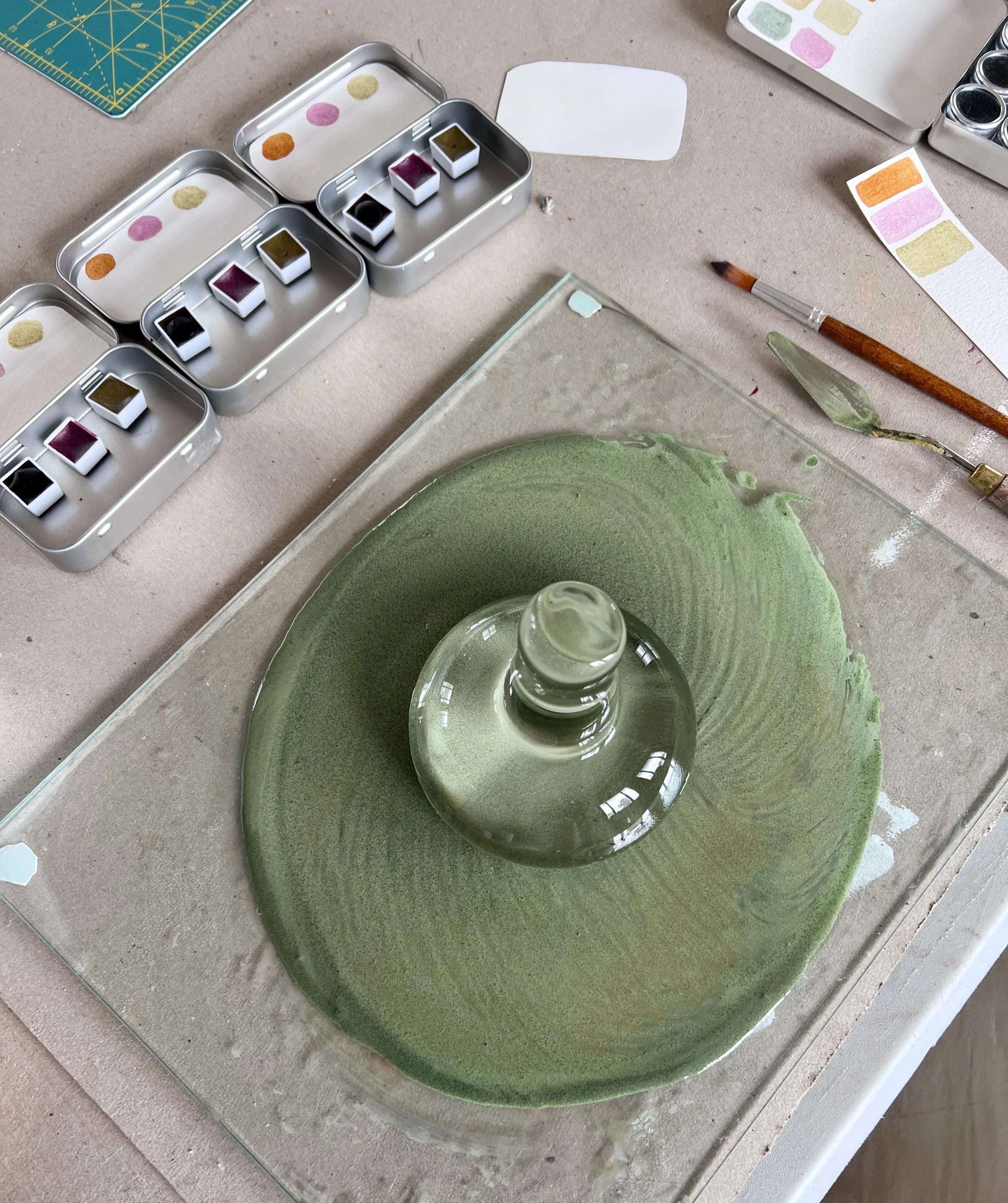 Handmade, plant-based watercolor paint in progress (Copy)