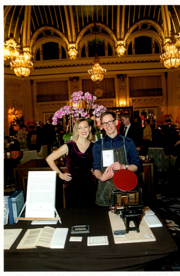  Program Director Sarah Lariviere and Typecaster Brian Ferrett at the SF Heritage Soiree, 2019 