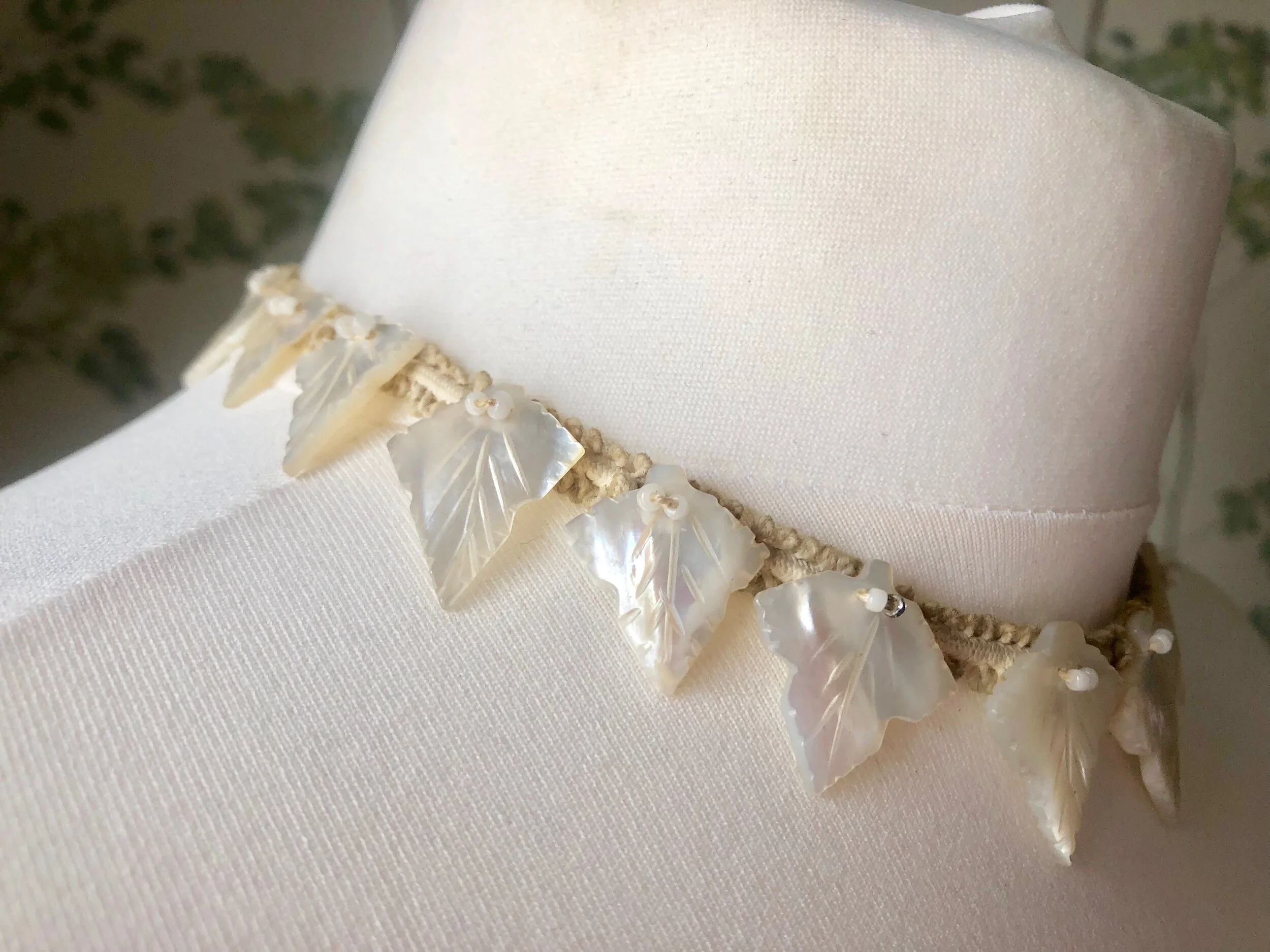 Mother of pearl leaf necklace, 1940s 