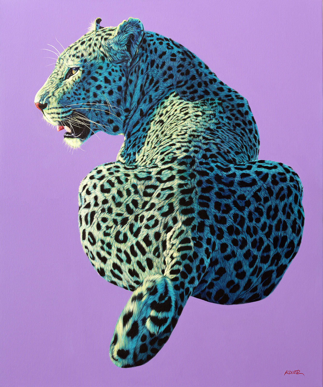 Helmut Koller, Leopard on Light Purple