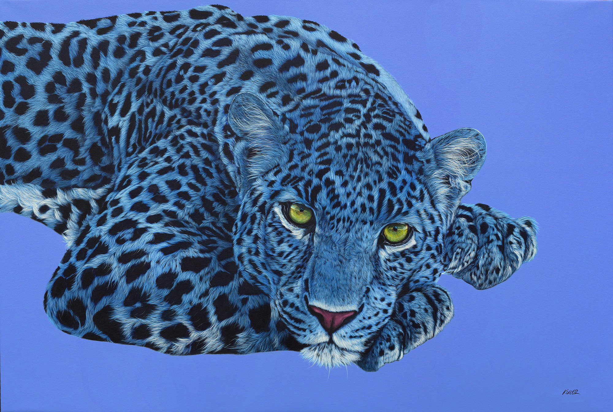 Helmut Koller, Blue Leopard with Yellow Eyes