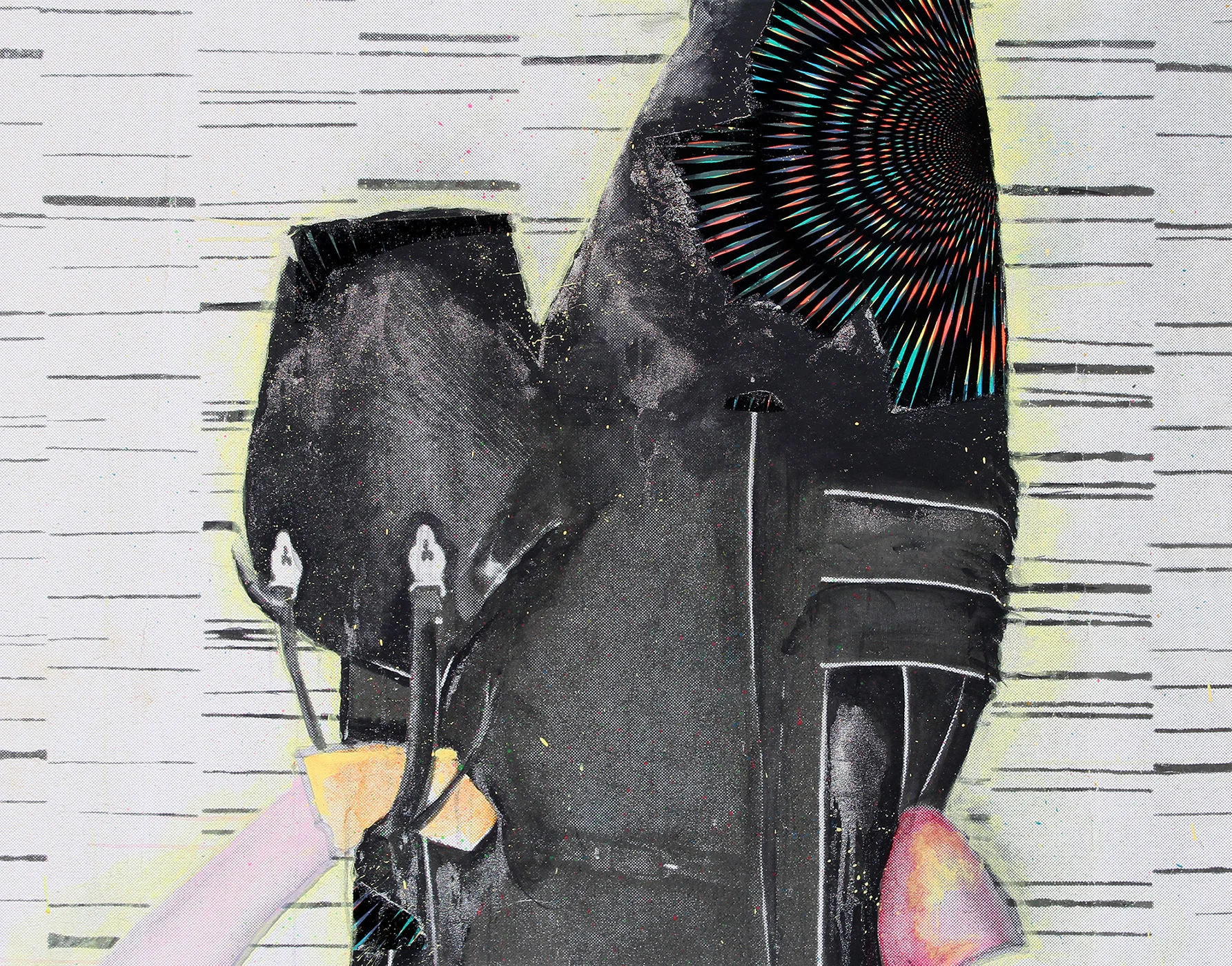 Bruce Helander, Bag Lady , 2015, Original acrylic on canvas with printed background, 38 x 48 inches (96.52 x 121.92 cm)