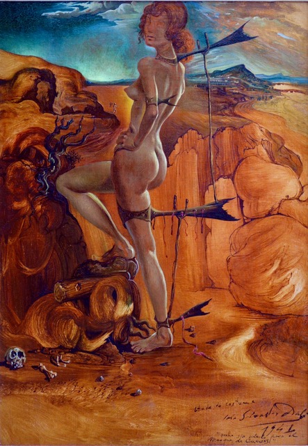 Salvador Dali (Spanish 1904-1989), Costume for Nude with Codfish Tail, 1941, Oil on Canvas, 18 1/8 x 13 1/2 inches