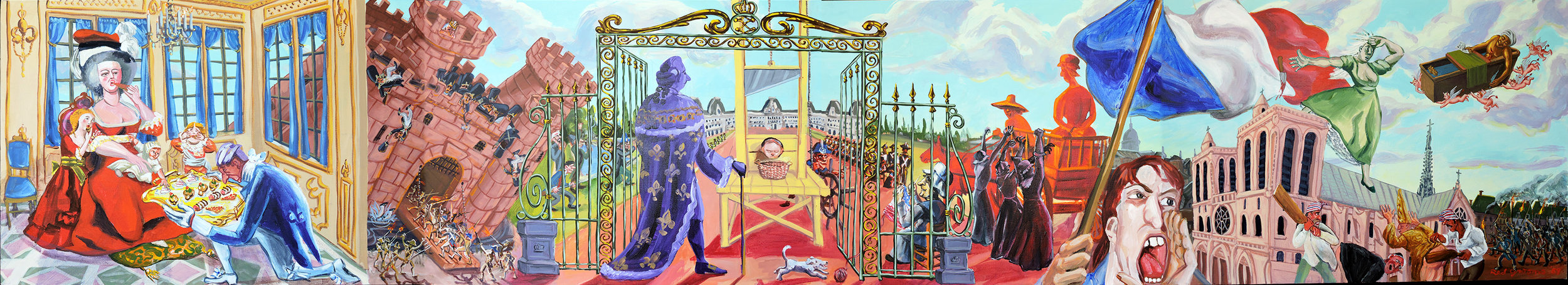 Red Grooms, French Revolution, 1989, Oil on Canvas, 22 x 120.5 inches