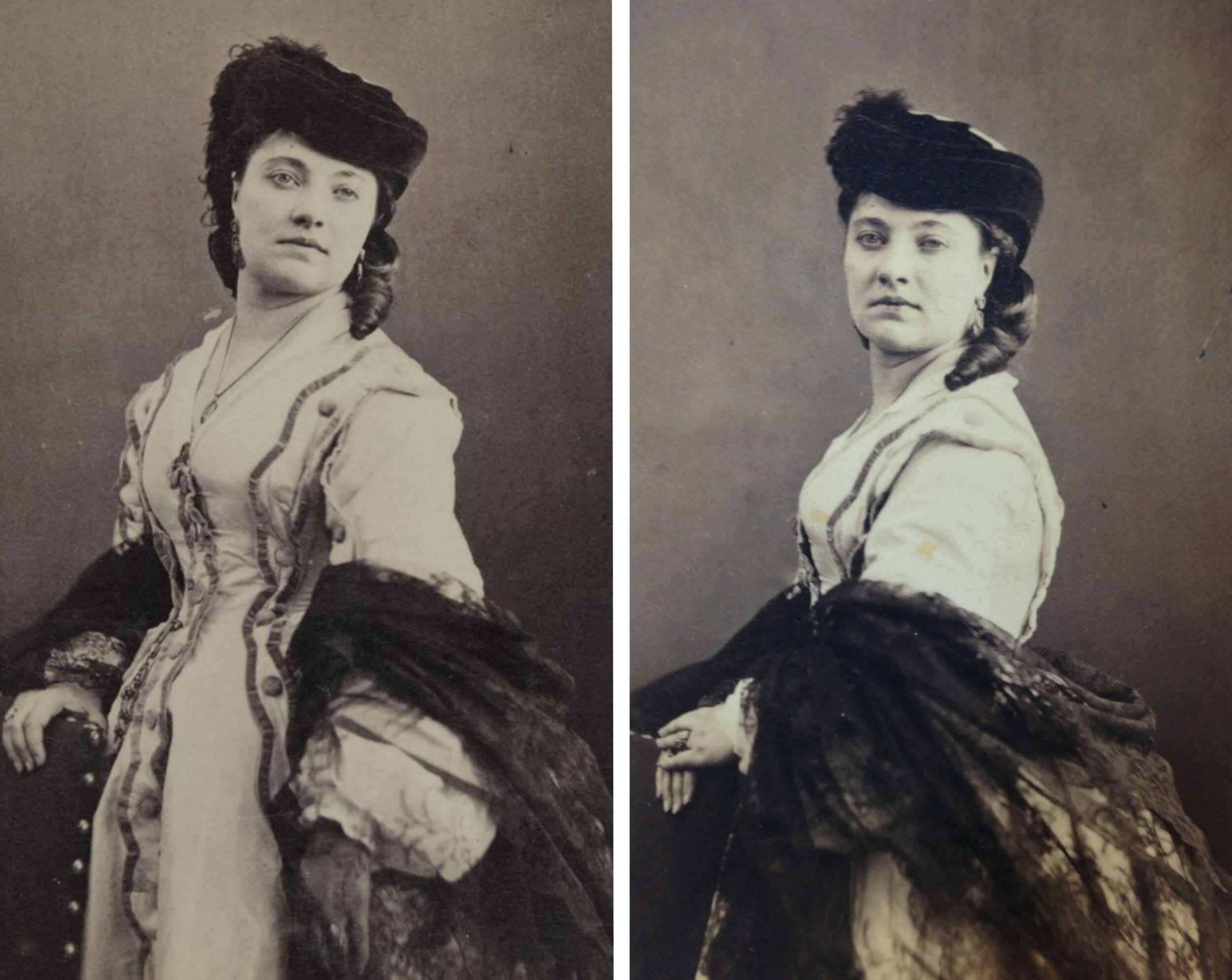 “Marthe Aguillon,” by Felix Nadar. Left: Musée Carnavalet (source). Right: Bibliothèque Nationale de France. Photo by me.