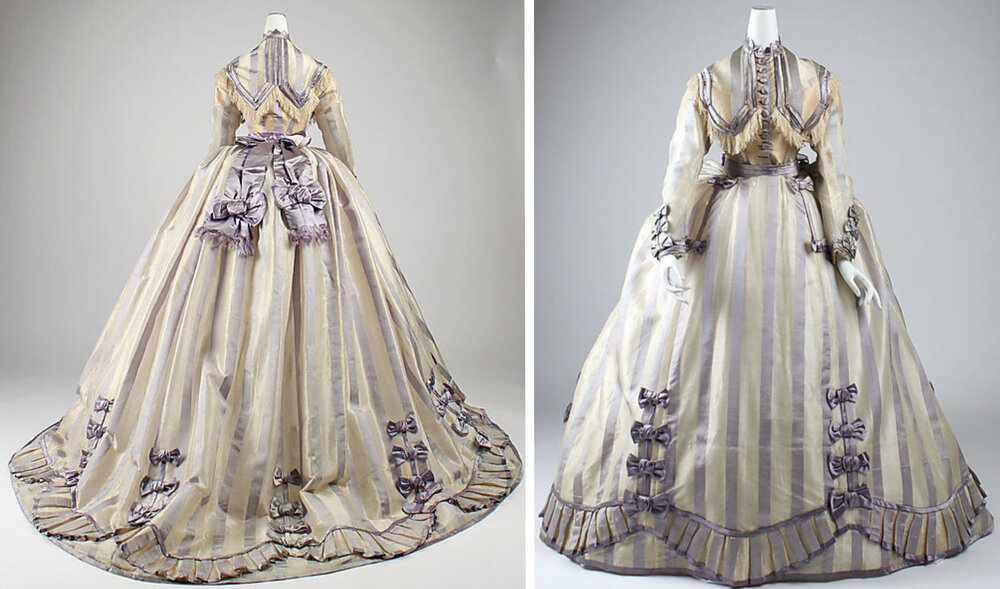French day dress, c. 1867. Metropolitan Museum of Art (source).