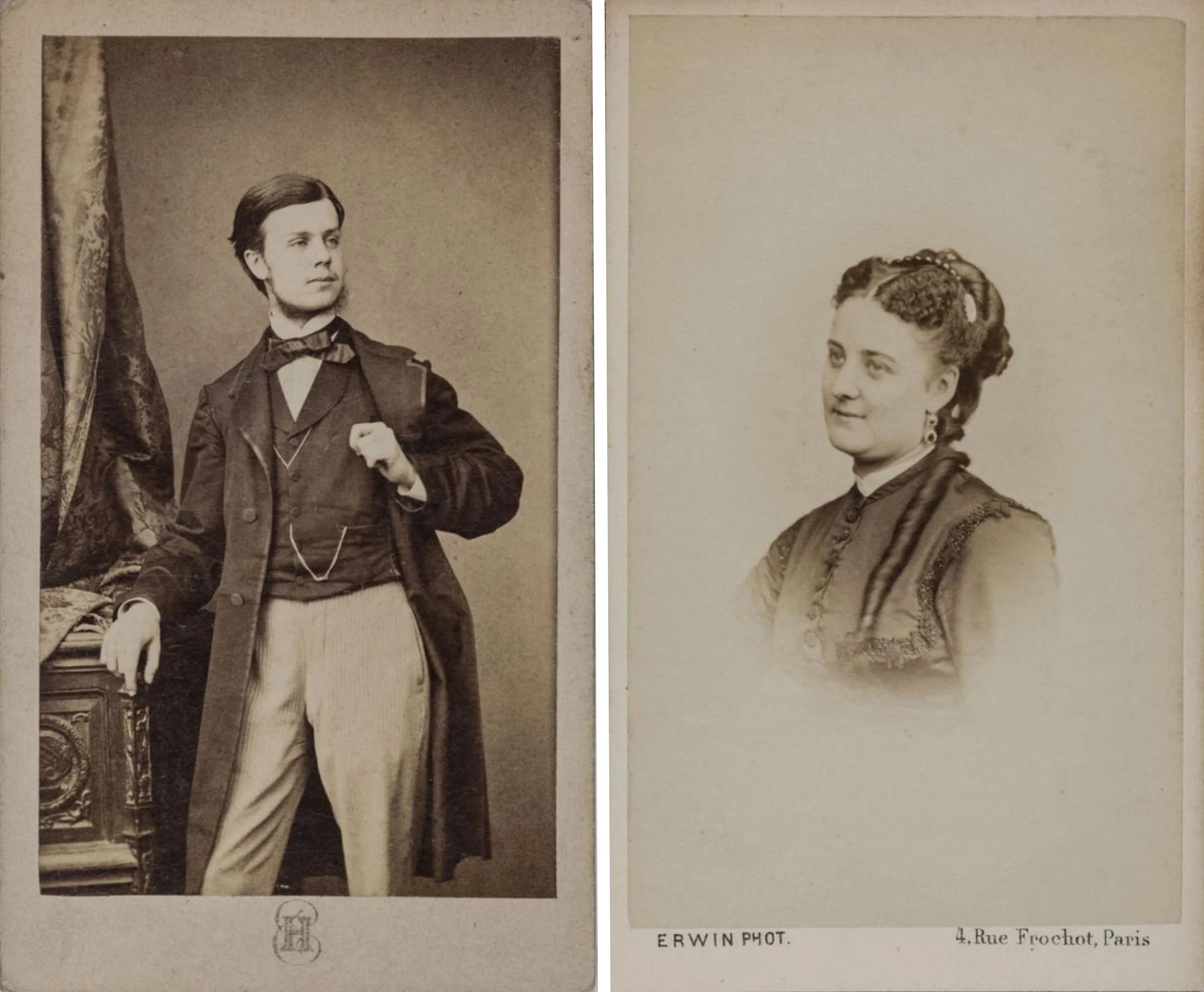 Left: Portrait of Henri Kowalski, by Erwin Hanfstaengl, Musée Carnavalet. Right: Portrait of Marie-Louise Ferraris, by Erwin Hanfstaengl, Musée Carnavalet.