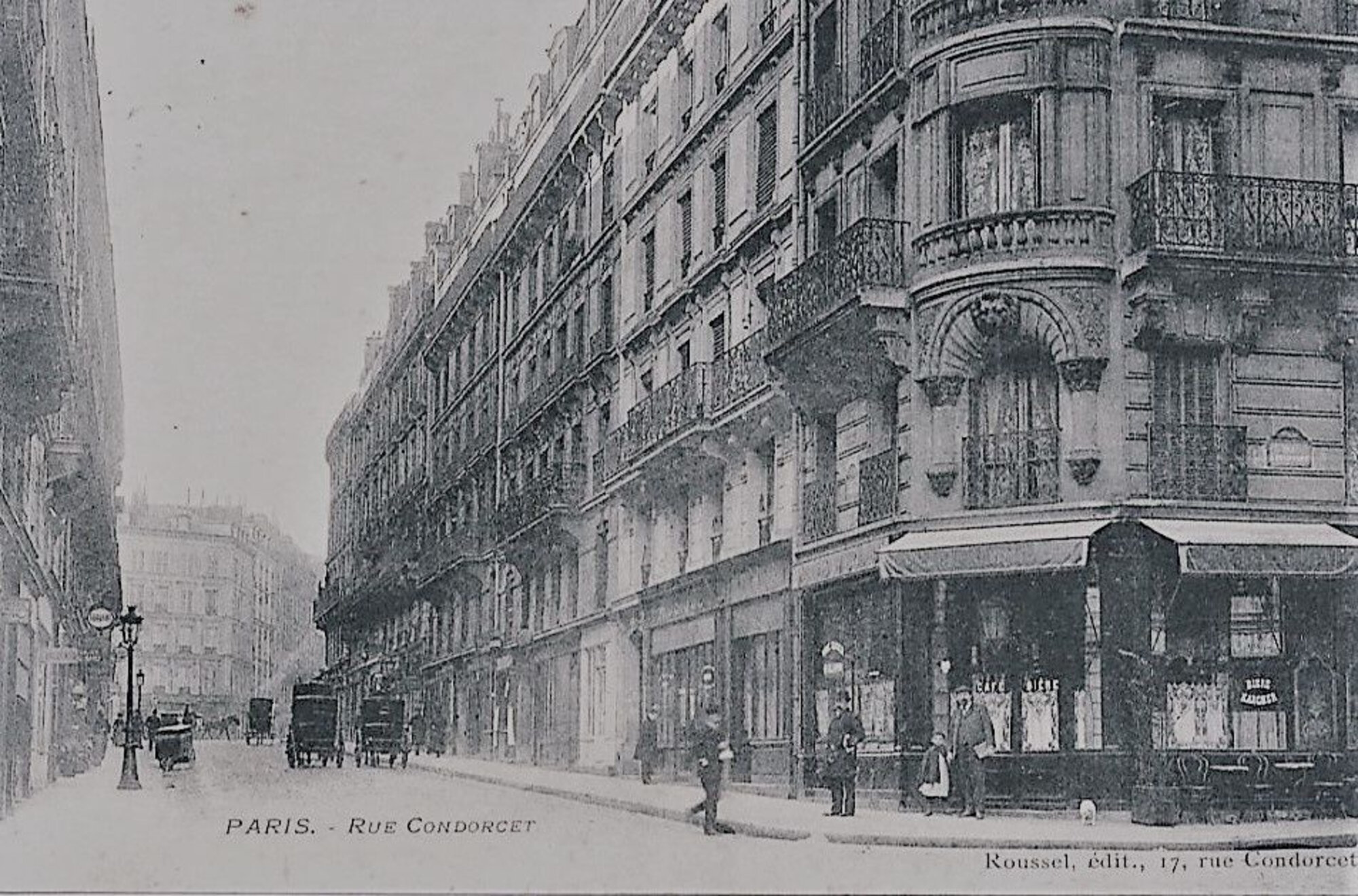 Vintage postcard showing the rue Condorcet in the 9th (source).