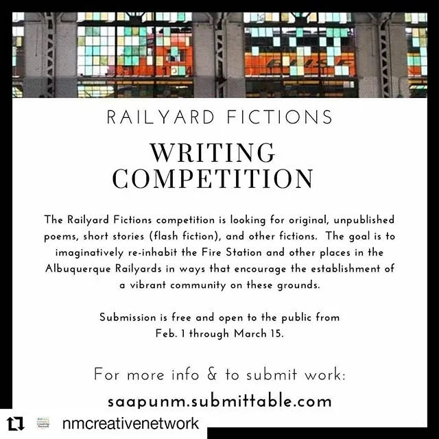 #Repost @nmcreativenetwork
&bull; &bull; &bull; &bull; &bull; &bull;
Albuquerque Rail Yards

Rail Yard Fictions Writing Competition

The UNM School of Architecture and Planning, the City of Albuquerque and the Alibi bring you the Rail Yard Fictions W