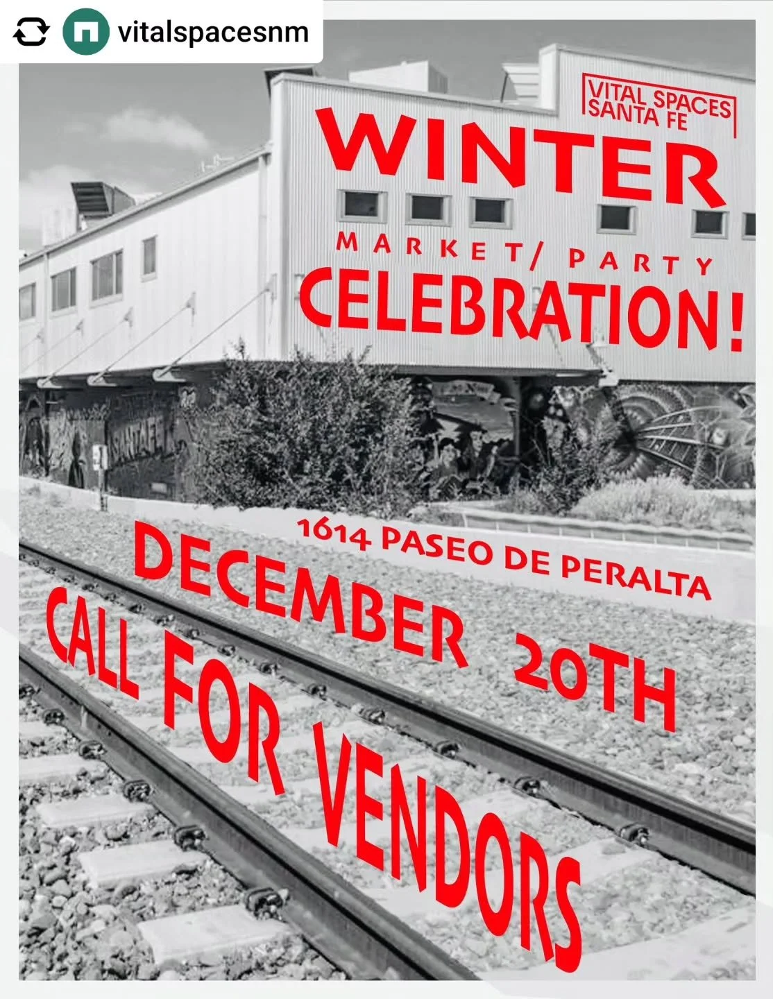 Reposted • @vitalspacesnm BIG NEWS! 🎉
We’re throwing a WINTER MARKET + PARTY CELEBRATION and we’re calling all vendors to join the lineup! ❄️✨
Think festive vibes, local art, music, food, and community energy like no other.
📅 Dec