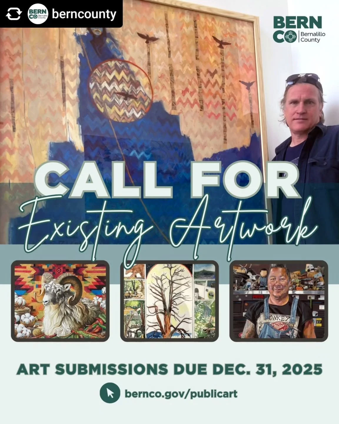 Repost &bull; @berncounty Bernalillo County Public Art seeks proposals for existing works of visual art through our unsolicited proposals process.

We encourage New Mexico-based artists of all backgrounds and abilities to apply! Artists may submit up