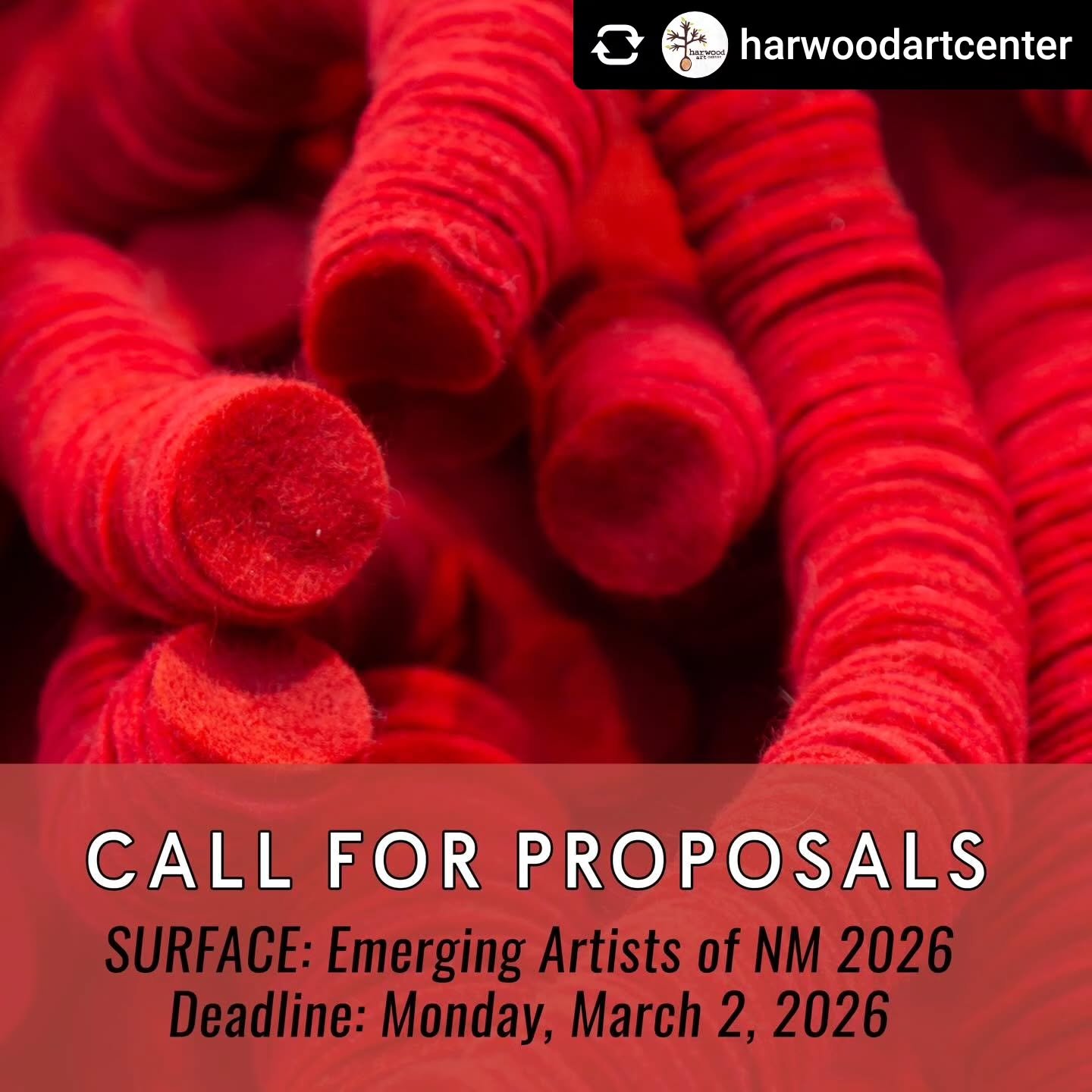 Reposted &bull; @harwoodartcenter CALL FOR EMERGING ARTISTS ❗ 

Emerging artists are invited to apply for &ldquo;SURFACE: Emerging Artists of New Mexico&rdquo; &mdash; Harwood Art Center&rsquo;s 14th Annual Juried Exhibition, Awards and Professional 