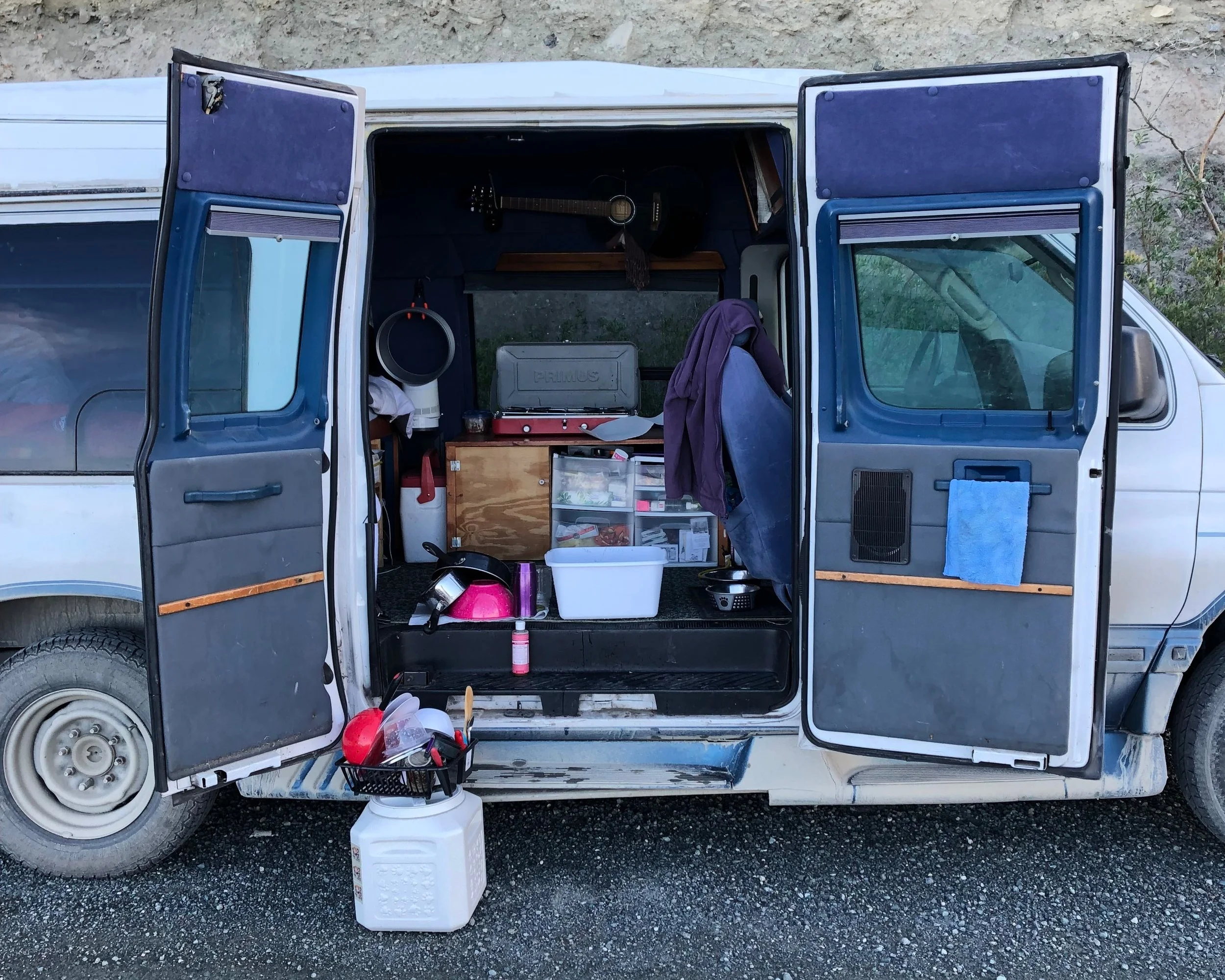 Washing my dishes in freezing cold lake water wasn’t actually that big of challenge, but keeping Lady Van clean can be a real pain in the ass.