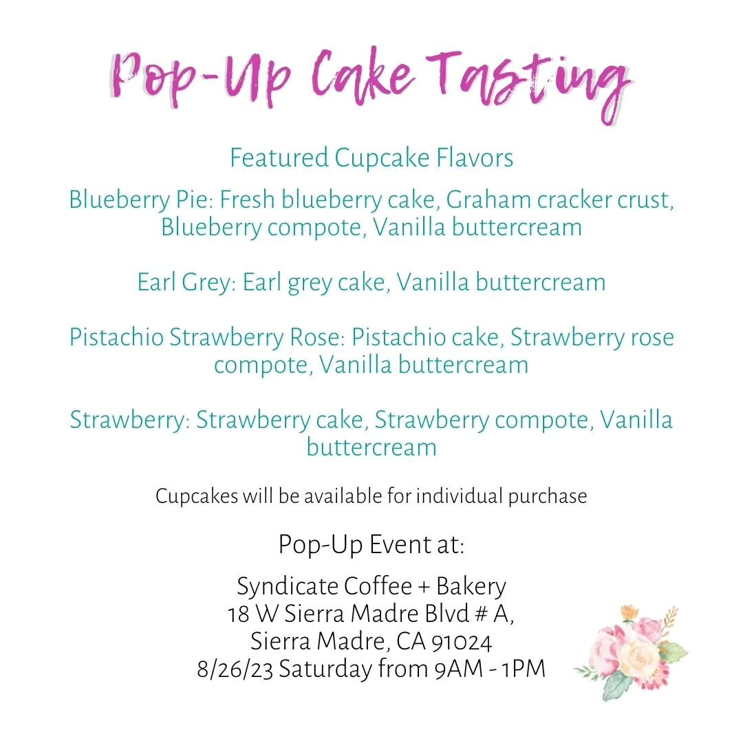 Don't forget that we will be at @syndicatecoffeebakery for their Pop-Up Event this Saturday 8/26!
.
Cupcakes will be available for individual purchase until sold out. No preorder necessary 😊
.
Swipe through for the event details, see you there!
.
.

