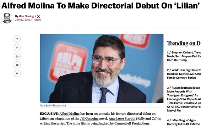 We are excited and honored to announce we will be producing Alfred Molina&rsquo;s directorial debut at Cannonball! Please check out the full article linked in our profile. #lilianmovie #alfredmolina #deadline