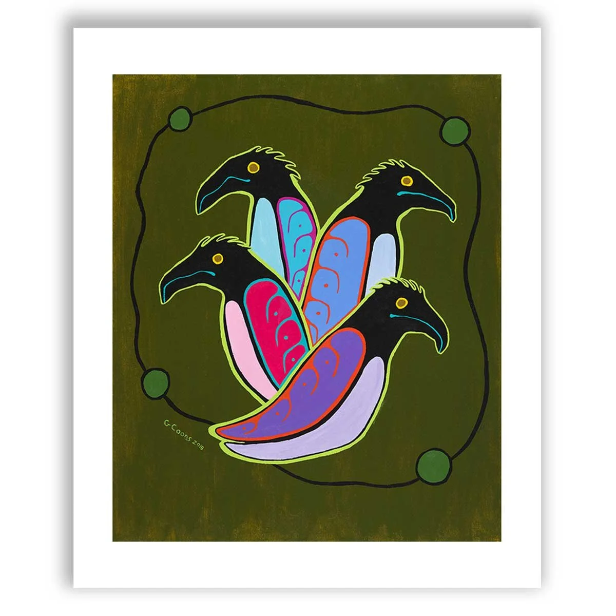 Four Ravens Looking for Guidance from the Four Directions Art Print
