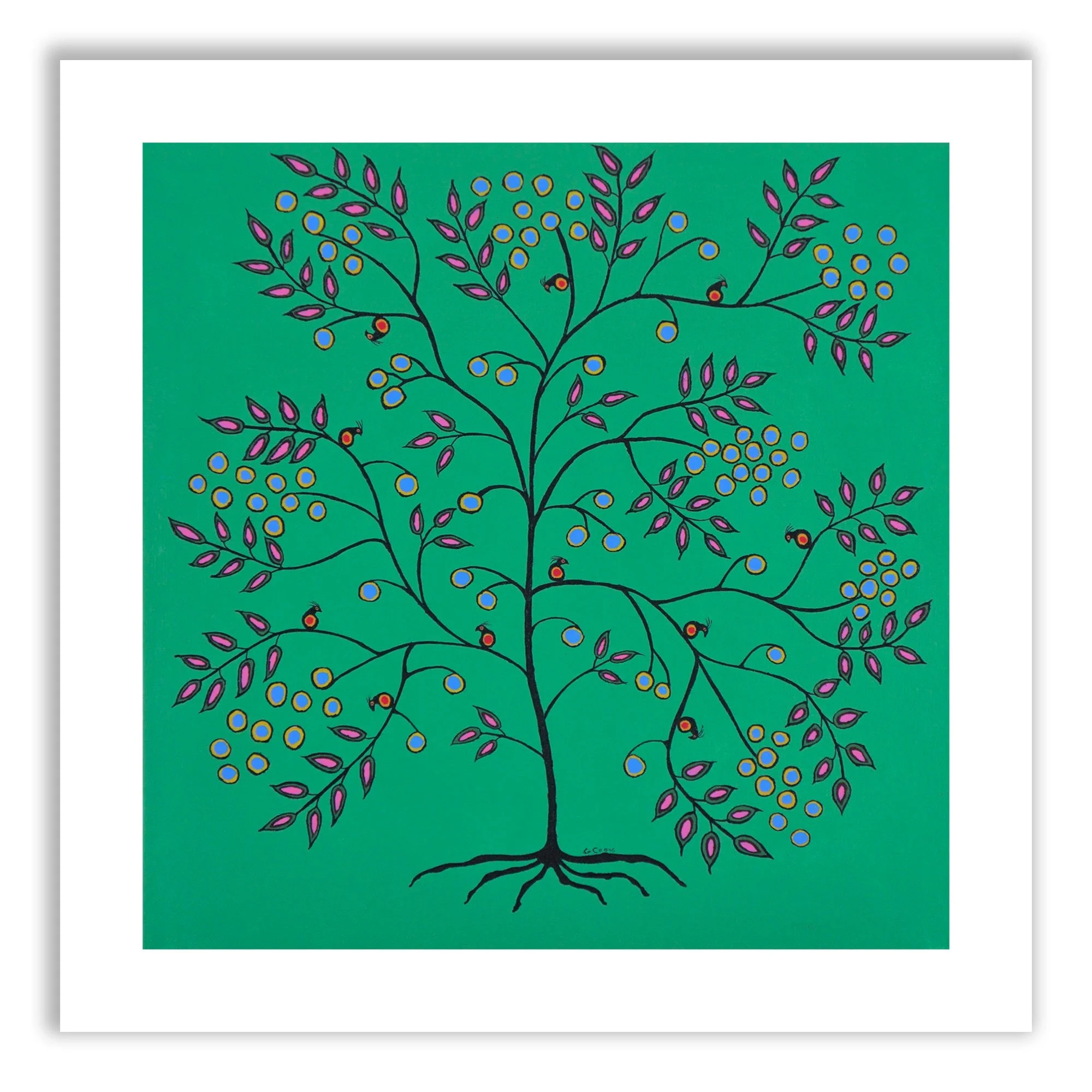 Blueberries and Birds Art Print