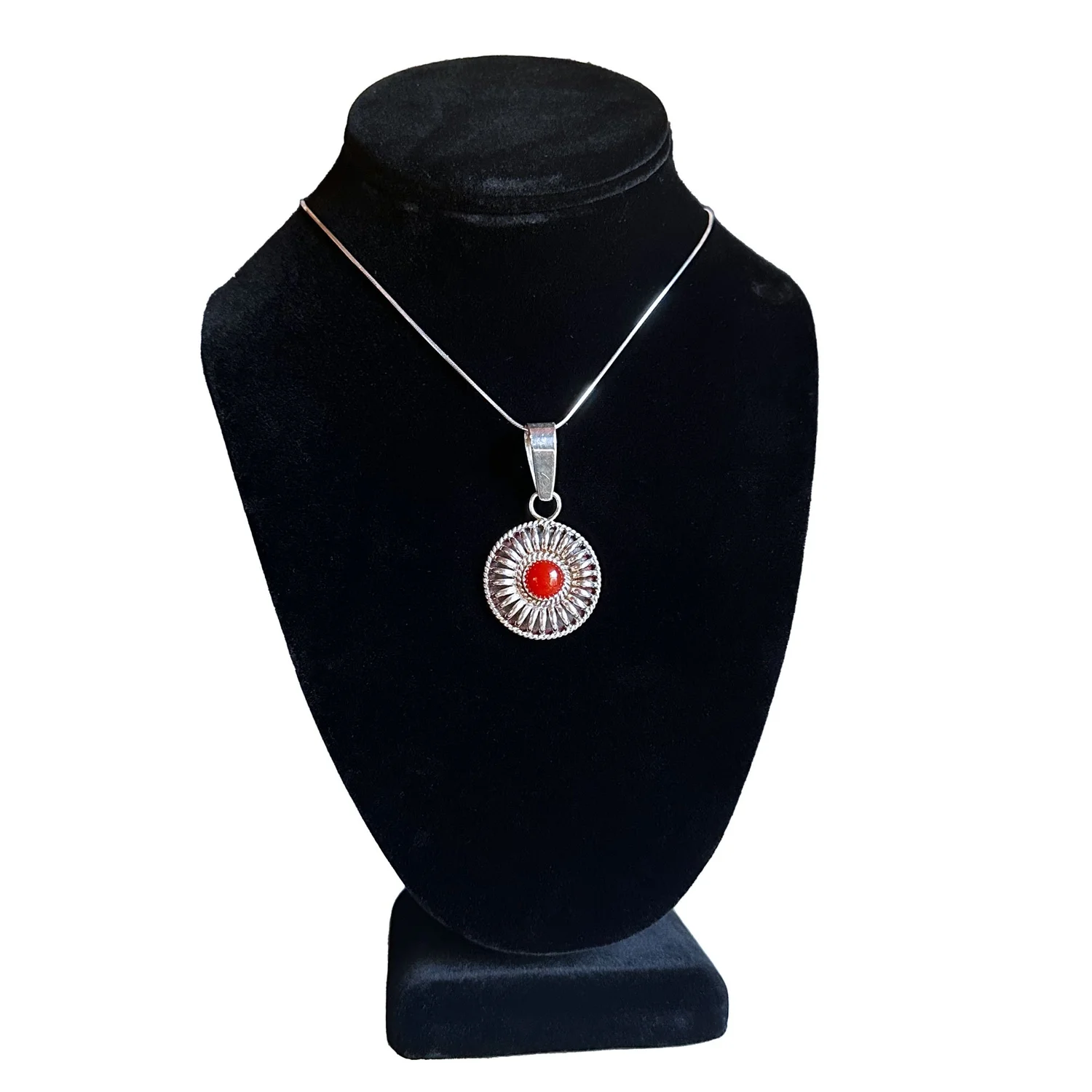 Carnelian Concho Pendant by Colton Charley (Navajo) — Old Cedar Native Arts