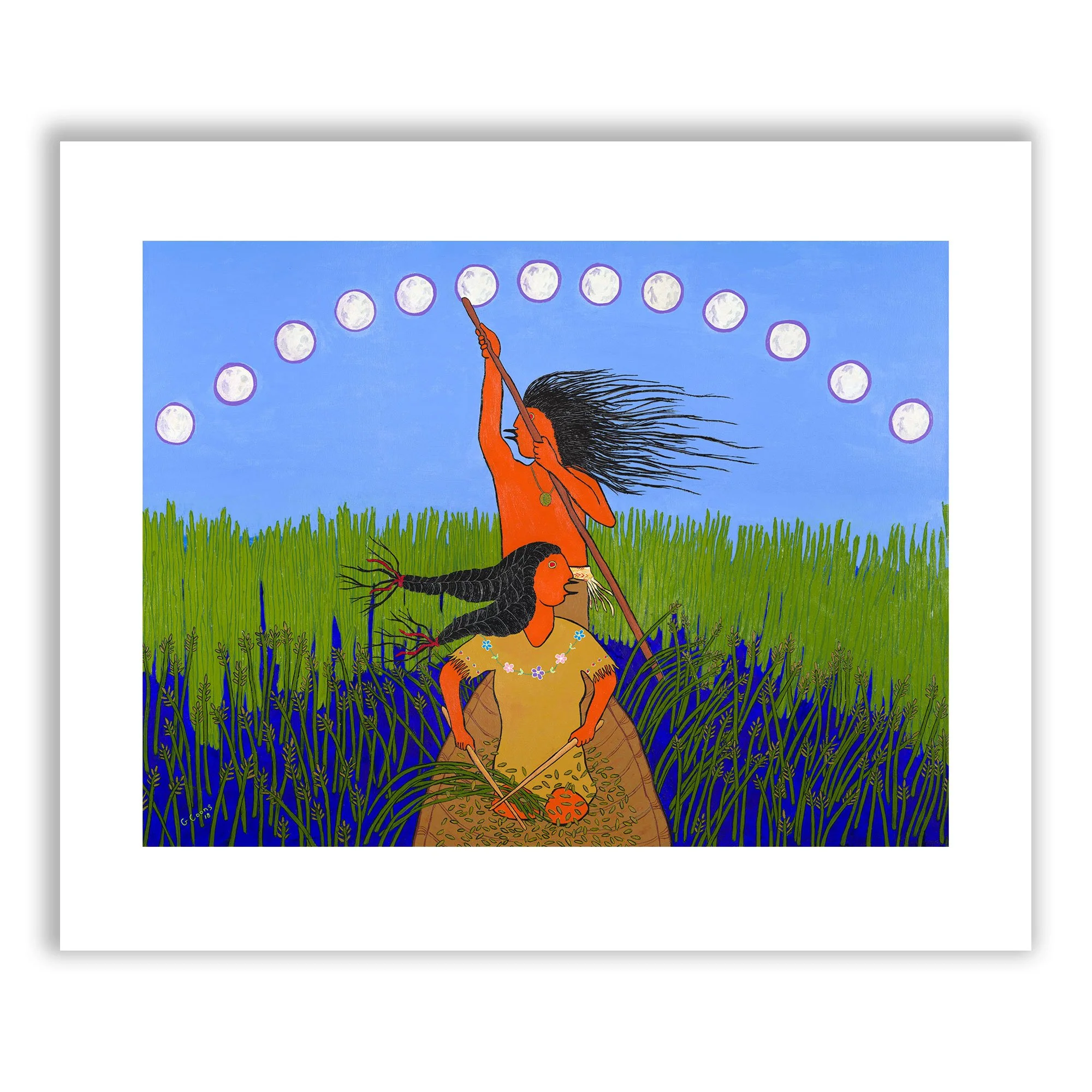 Harvesting Wild Rice - Manoominikwe Art Print
