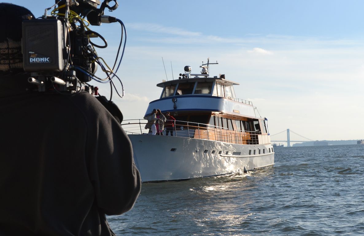 Filming talent on Picture Boat