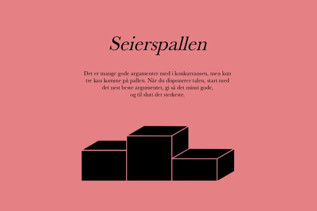 Skriv dine tre sterkeste argumenter inn på seierspallen.
