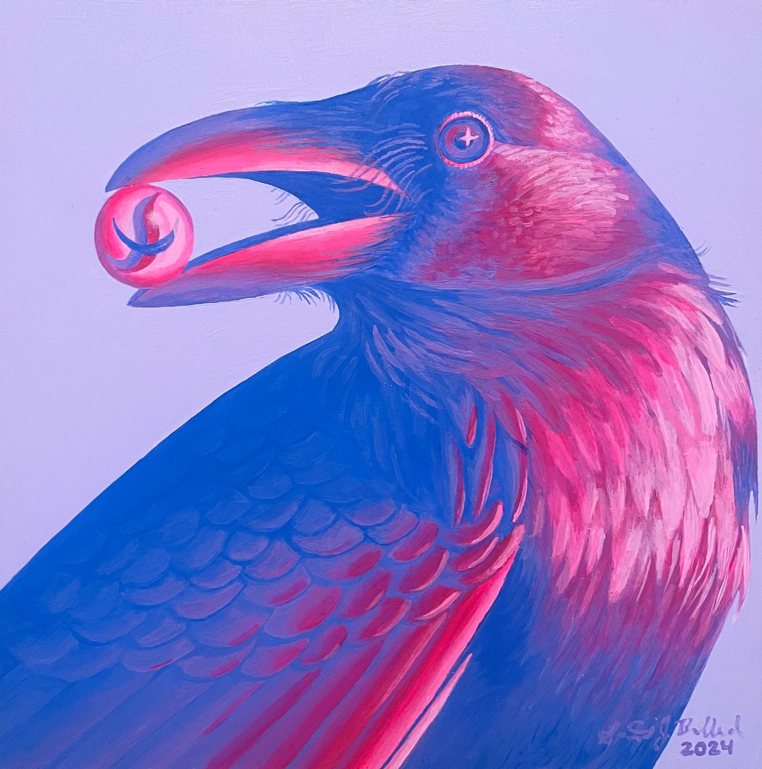 "Neon Critters - Crow" print