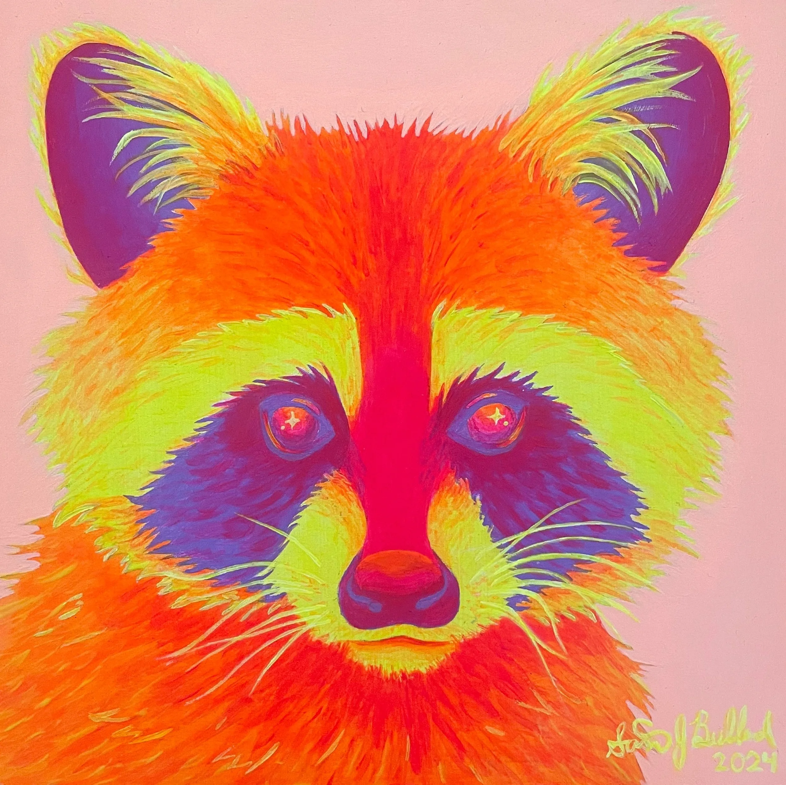 "Neon Critters - Racoon" print