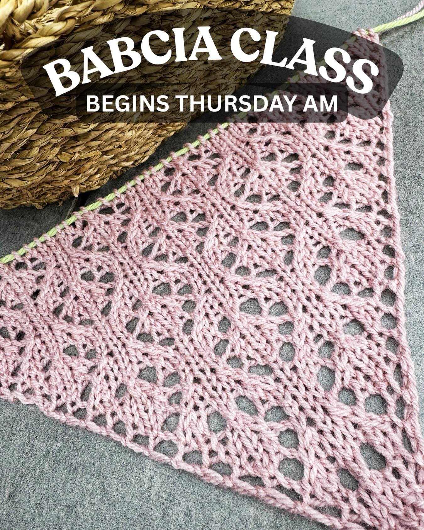 Learn Lace! We saw Keri working on Babcia, a class she is teaching starting Thursday morning, and we absolutely love ❤️ it! Babcia is a versatile triangular pattern.  Can be as small as a bandanna or a full on wrap.  Can be made for summer in linen/c