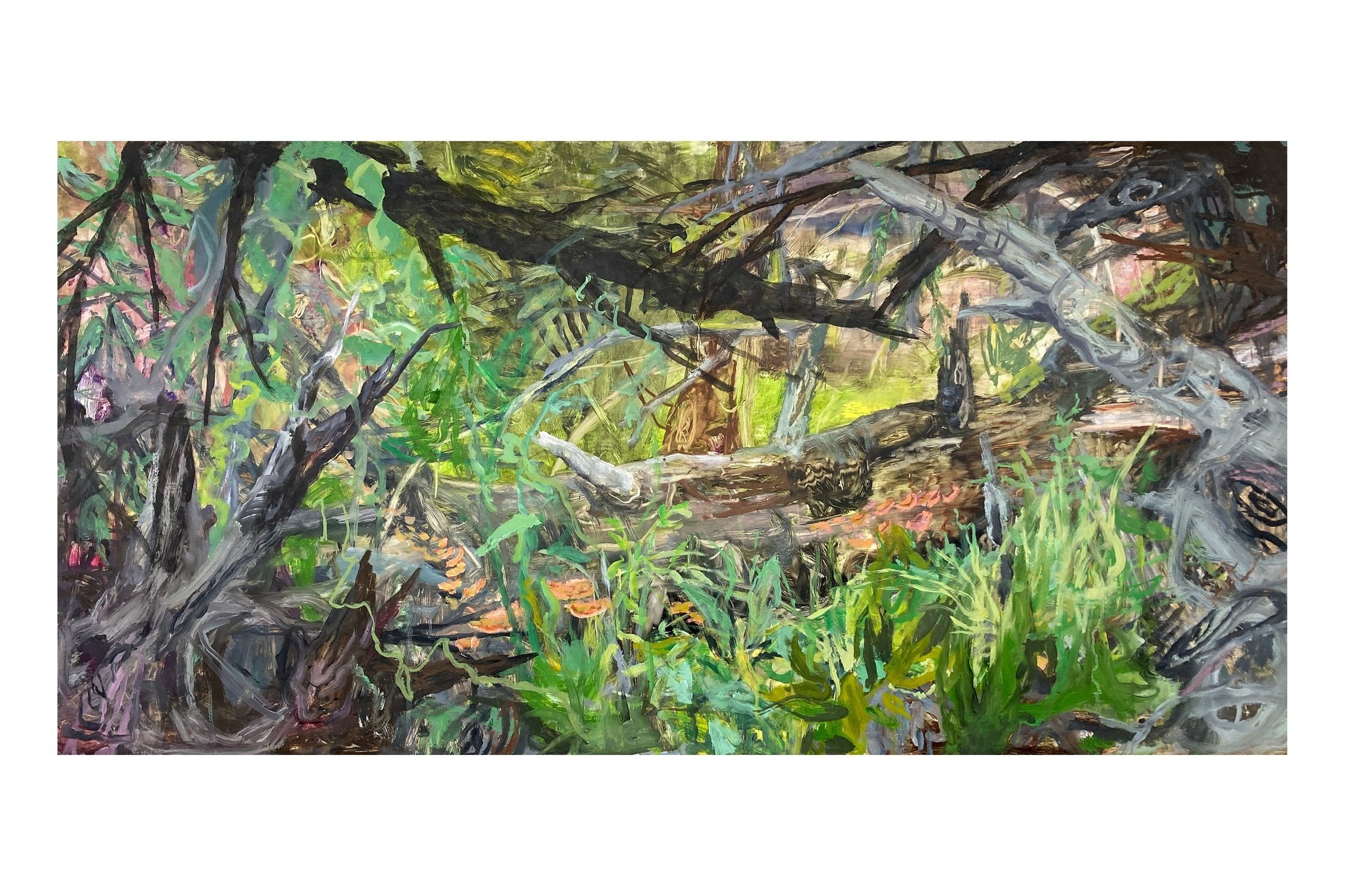  Late Summer Forage  2021, 24x48”, oil on yupo panel 