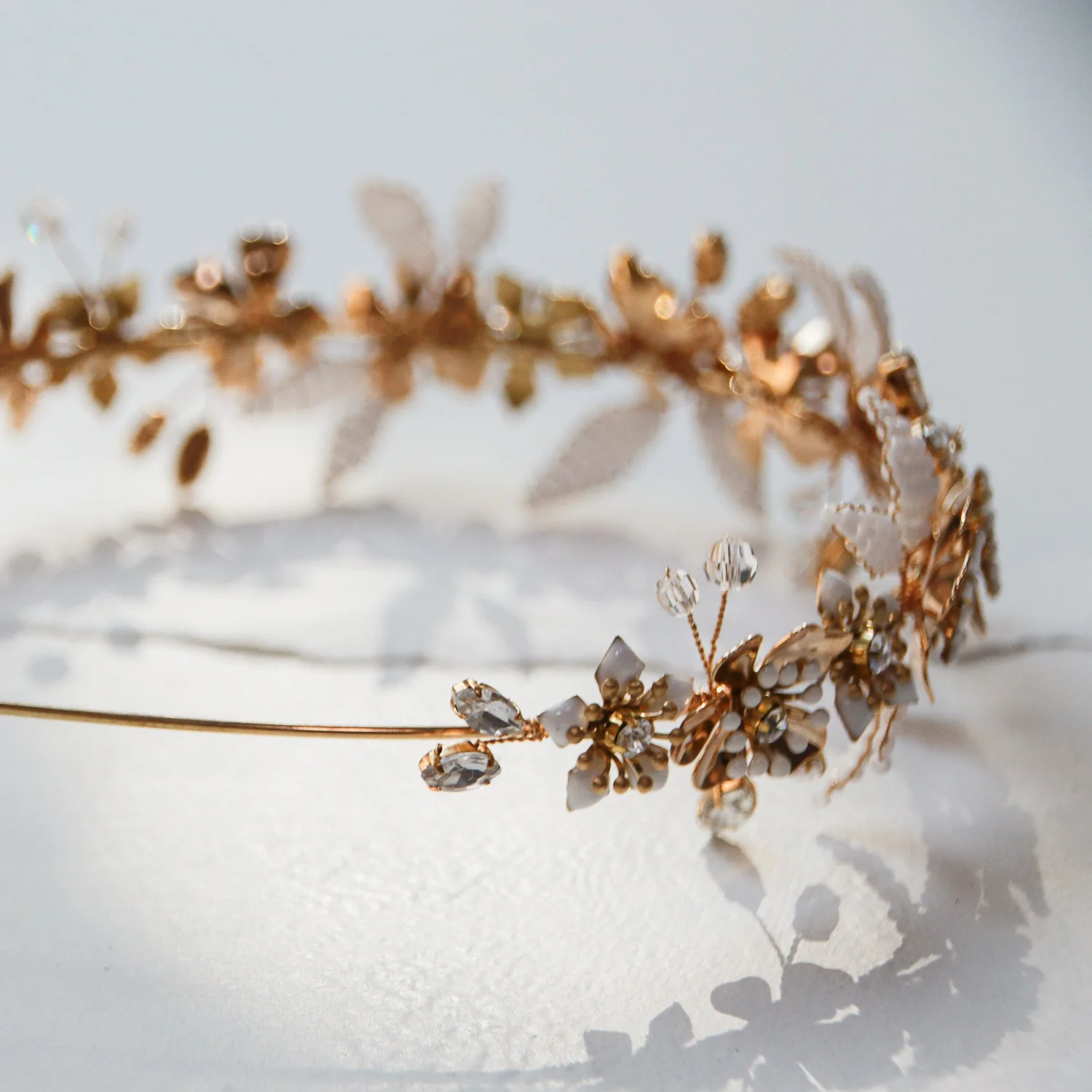 Free People Gold Floral Crown Golden Crescent Moon Floral Crown – CARBICKOVA CROWNS main image 3