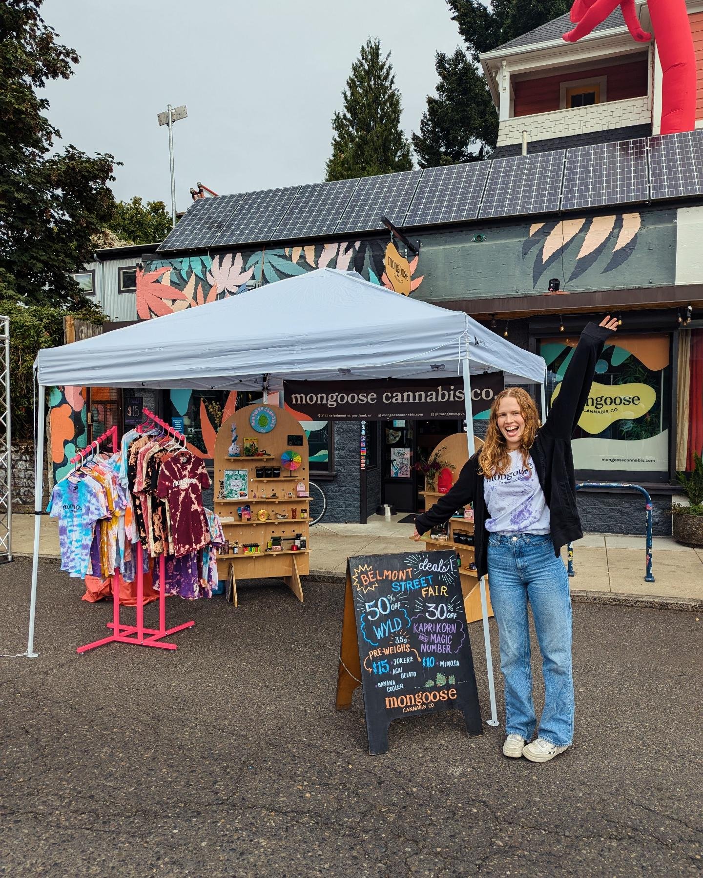 Happy Saturday! Come on over to Belmont Street to explore the Fair today from 10am - 5pm. Good food, retail vendors of all kinds, live music and more! 

Mongoose has some extra special Street Fair Specials and a Dunk tank, follow the link in bio for 