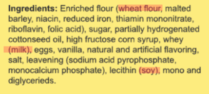 Option #1: Name the allergens in the ingredients list
