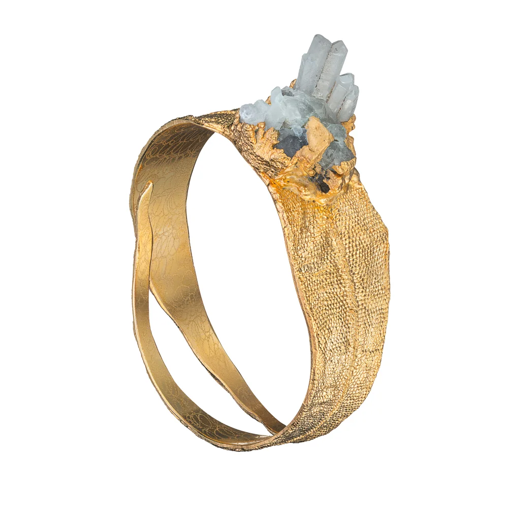 24k Golden-plated Cuff with Druse Crystal