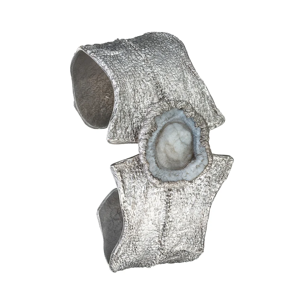 Silver-plated Cuff with Chalcedony