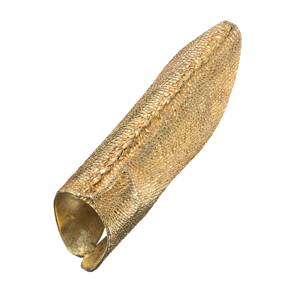 24k Gold-plated Ring with Iguana Leather Texture