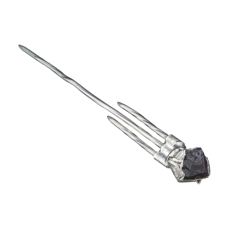 Silver-plated Hair Pin with Amethyst