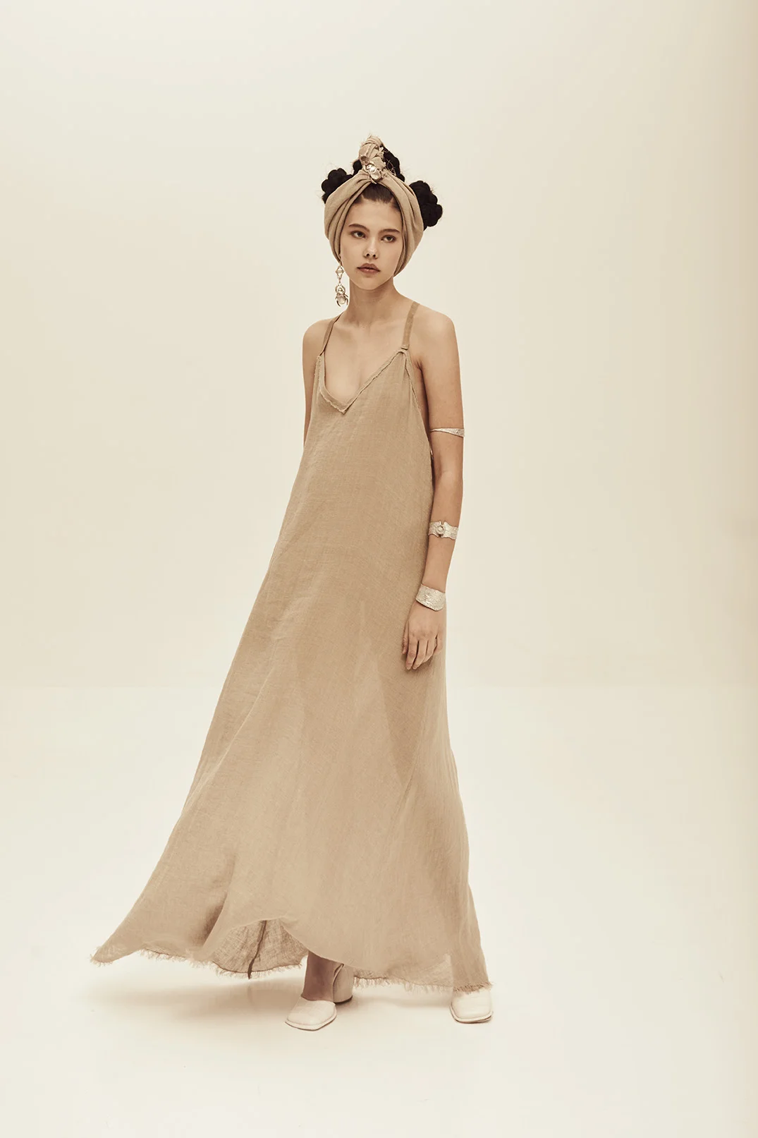 Strappy Beige Maxi Dress