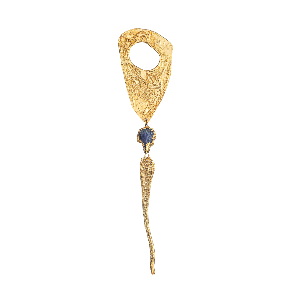 24k Gold-plated Mono Earring with Tanzanite