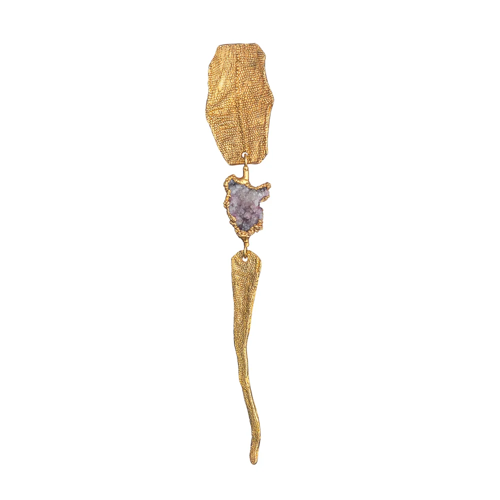 24k Gold-plated Earring with Druse Crystals
